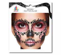 Joias faciais Skull Fashion joias pretas para adultos