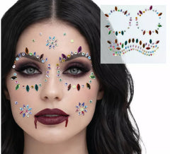 Joia Facial Caveira Multicolor Adesivo 13x15 cm