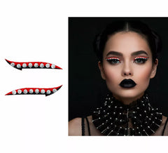 Joia facial com eyeliner com brilho vermelho