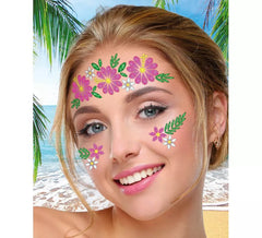 Joias faciais Flores rosa e verdes