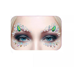 Joias faciais com gotas de prata holográfica brilhante