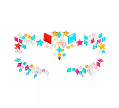 Diamantes de joias faciais e estrelas multicoloridas