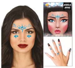 Joias azuis para rosto e unhas Diamantes elegantes