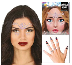 Joias faciais e de unhas rosa com diamantes elegantes