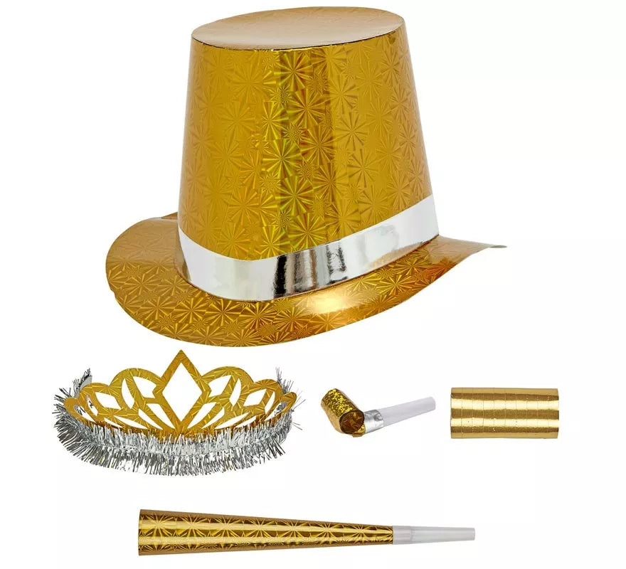 Translation missing: pt-PT.Kit 5 Cotillones Las Vegas Party Holográfico dorado