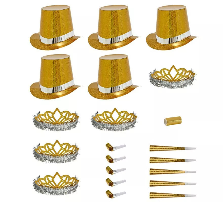 Translation missing: pt-PT.Kit 5 Cotillones Las Vegas Party Holográfico dorado