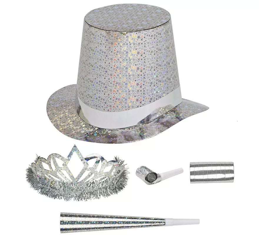 Translation missing: pt-PT.Kit 5 Cotillones Las Vegas Party Holográfico plateado