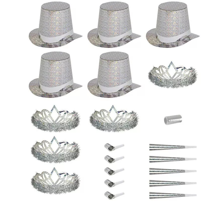 Translation missing: pt-PT.Kit 5 Cotillones Las Vegas Party Holográfico plateado