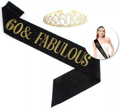 60º Aniversário e Kit Fabuloso: Coroa e Faixa 160x9,5 cm
