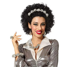 Kit de bola de discoteca: fita para a cabeça, brincos, anel, pulseira e colar
