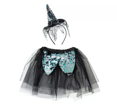 Kit Bruxa Negra: Tutu e Tiara com mini chapéu