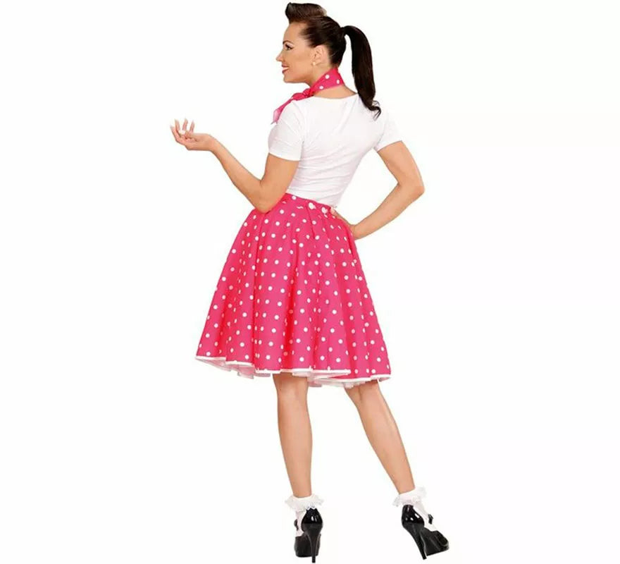 Translation missing: pt-PT.Kit Chica Pin Up Años 50 rosa para mujer: falda y pañuelo