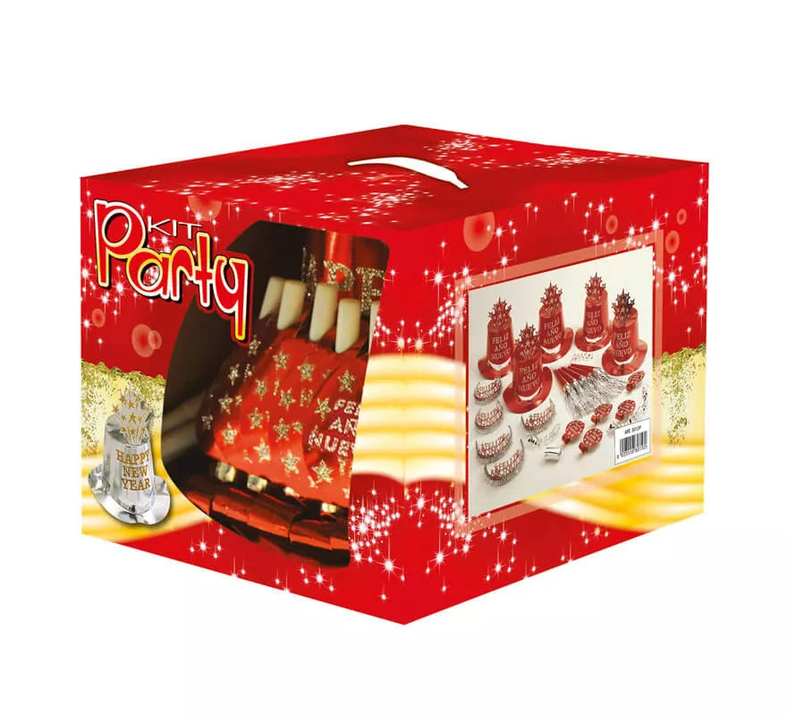 Translation missing: pt-PT.Kit Cotillón Feliz Año Nuevo Rojo para 10 personas