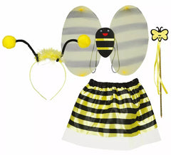Kit Abelha Infantil: Tiara, asas, varinha e saia