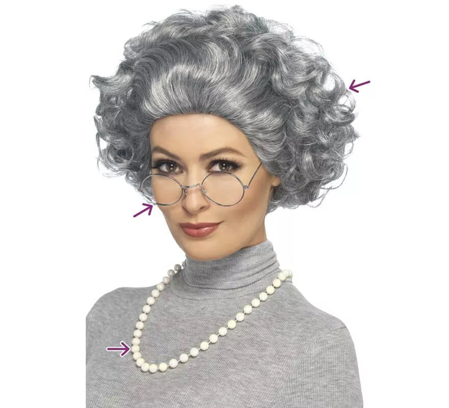 Translation missing: pt-PT.Kit de abuelita: Peluca, Gafas y Collar de perlas