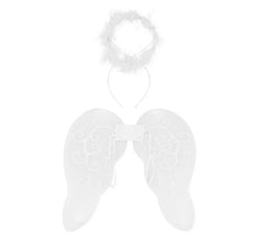 Kit Anjo Branco Criança: Bandolete e Asas 45x42 cm