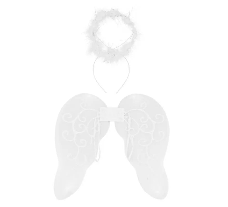 Translation missing: pt-PT.Kit de Ángel Blanco Infantil: Diadema y Alas de 45x42 cm