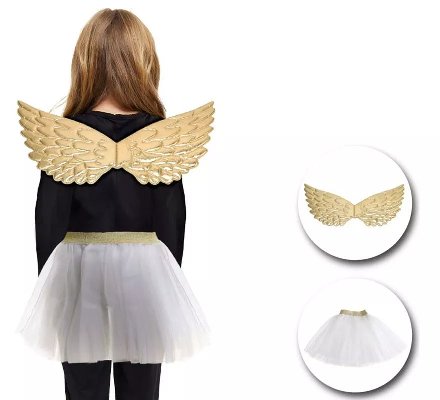 Kit de Ángel dorado infantil: Tutú y Alas