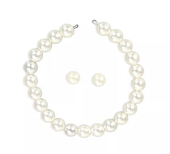 Kit Anos 50 Branco: Colar e Brincos de Pérolas