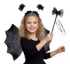 Kit Aranha Infantil: Tiara, Varinha e Asas de 47x39 cm