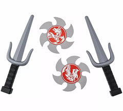 Kit de Armas Ninja: 2 Adagas e 2 Estrelas de Plástico