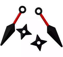 Kit de Armas Ninja: 2 Kunais e 2 Estrelas de Plástico