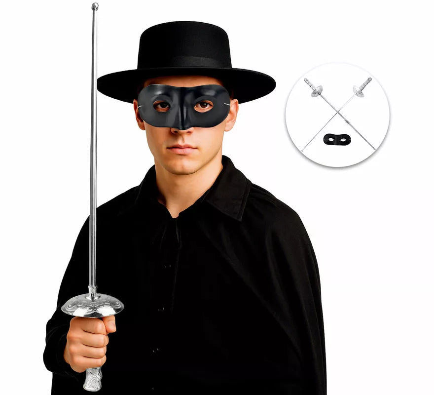 Translation missing: pt-PT.Kit de Bandido: Antifaz y 2 Espada de 60x9 cm de plástico