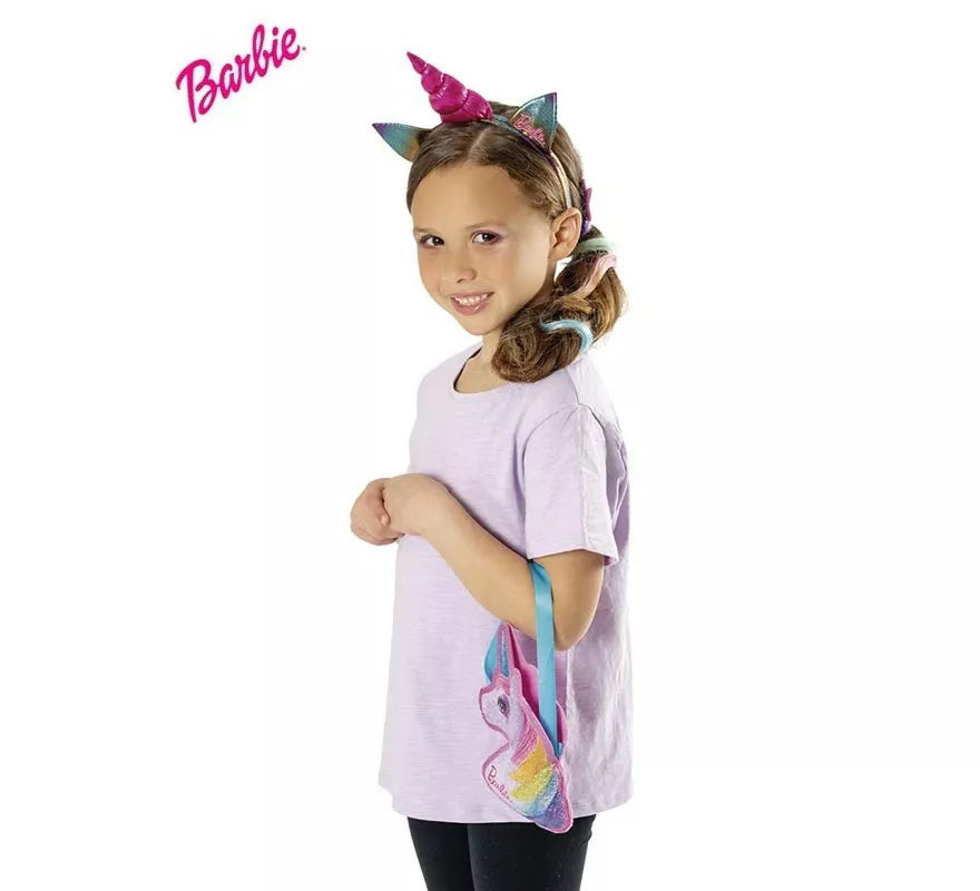 Translation missing: pt-PT.Kit de Barbie Unicornio infantil: Bolsa, pinza y diadema