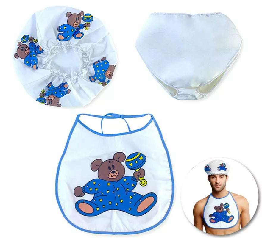 Translation missing: pt-PT.Kit de Bebé para adulto: Gorro, Babero y Pañal