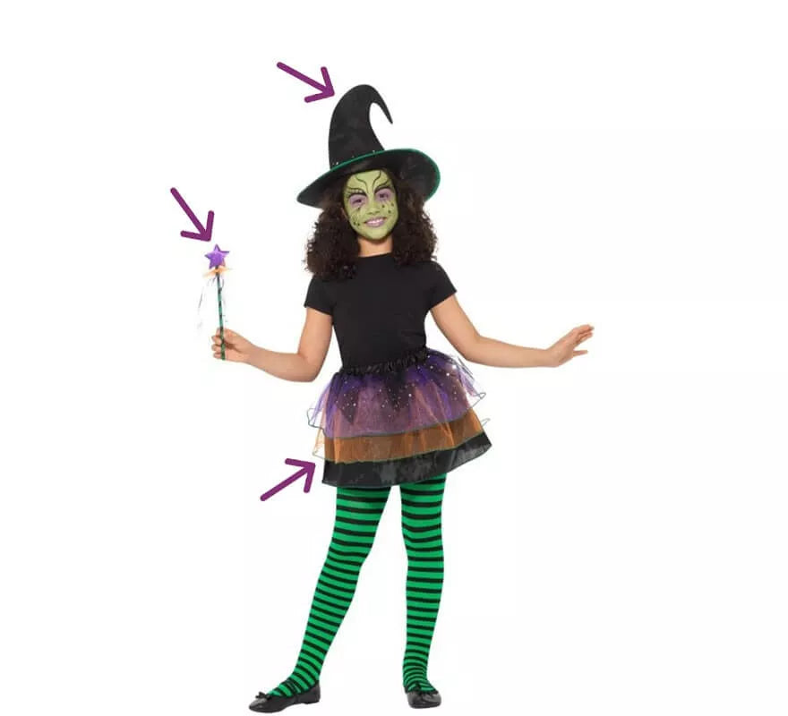 Translation missing: pt-PT.Kit de Bruja Hermosa para niña: Tutú, Sombrero y Varita