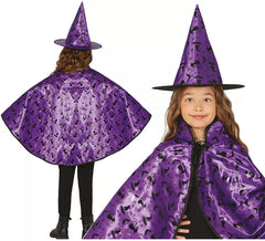 Kit Bruxa Lilás Infantil: Capa e Chapéu