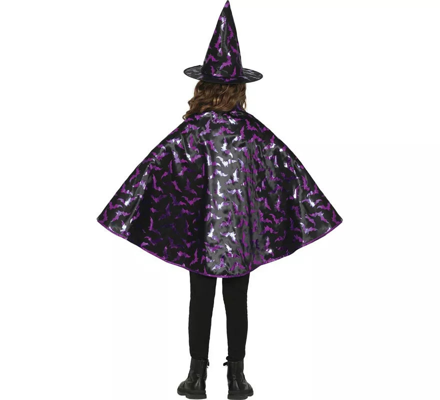 Translation missing: pt-PT.Kit de Bruja negro y lila Infantil: Capa y Sombrero