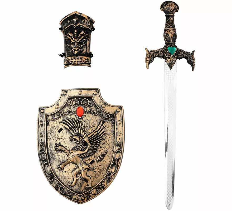 Translation missing: pt-PT.Kit de Caballero: Brazalete, Escudo y Espada de 50x13 cm de plástico