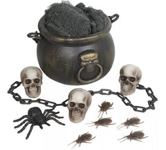 Kit Caldeirão: Tecido, Caveiras, Corrente, Baratas e Aranha 20 cm