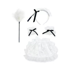 Kit Garçonete Branco: Tiara, Espanador, Pulseiras e Avental