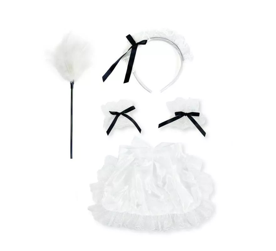 Translation missing: pt-PT.Kit de Camarera blanca: Diadema, Plumero, Muñequeras y Delantal