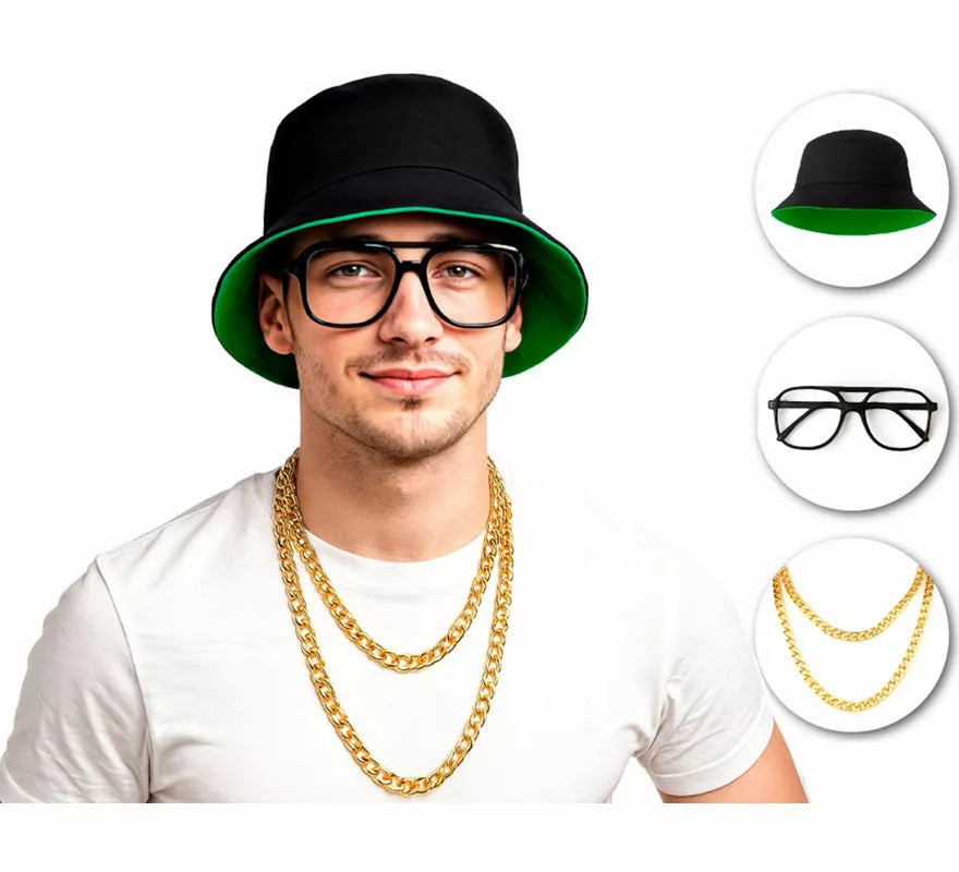 Translation missing: pt-PT.Kit de Cantante Hip-hop: Gorro, Gafas y Collar