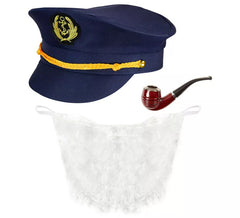 Sea Dog Captain Kit: boné, barba e cachimbo