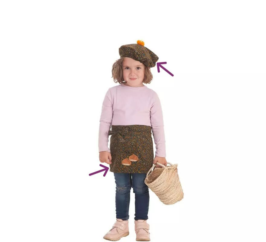 Translation missing: pt-PT.Kit de Castañera para bebé: Delantal y Gorro con Flores