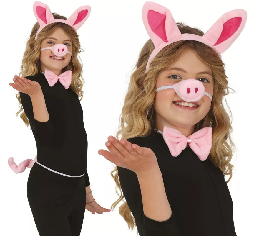 Translation missing: pt-PT.Kit de Cerdito para niños: cola, nariz, orejas y pajarita