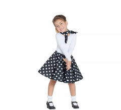 Kit Pin Up Girl Preto para Meninas: Saia e Lenço