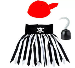 Kit Pirate Girl para meninas: Cachecol, Saia e Gancho