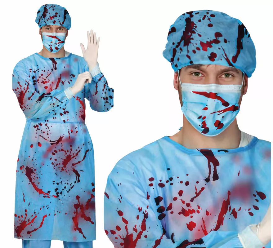 Translation missing: pt-PT.Kit de Cirujano con Sangre para hombre: Gorro, Mascarilla y Bata