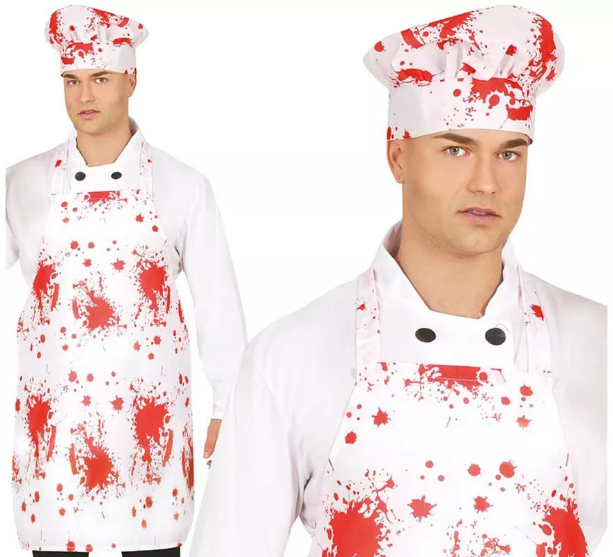 Translation missing: pt-PT.Kit de Cocinero: Gorro y Delantal con Sangre 55x70 cm