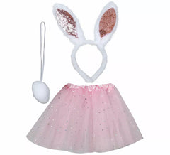 Kit Coelhinho Infantil: Tiara, rabo e saia
