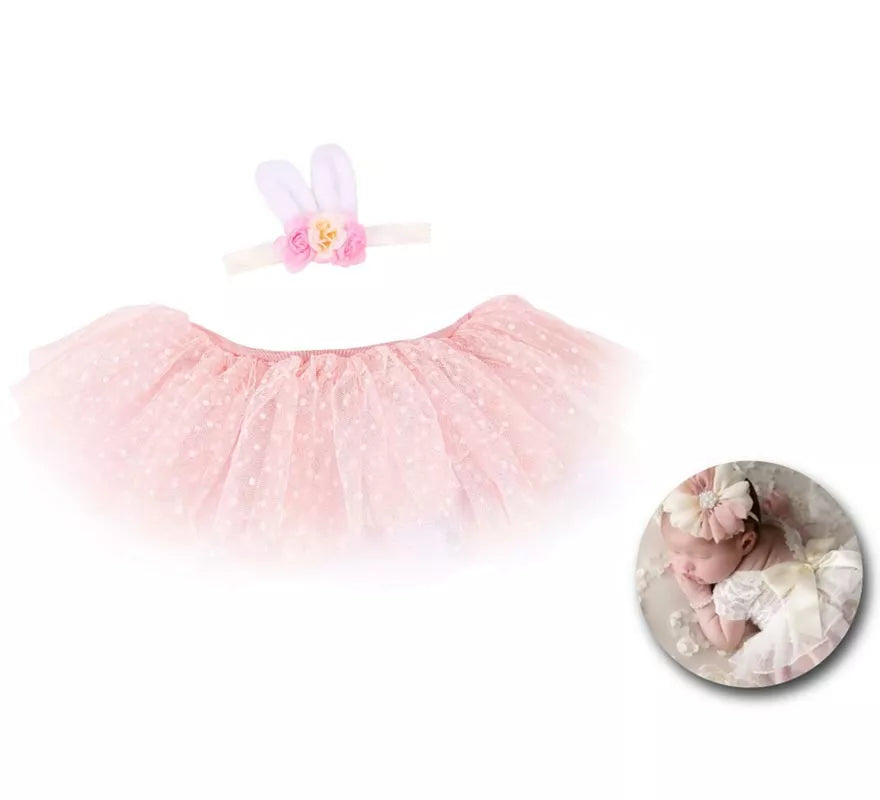 Translation missing: pt-PT.Kit de Conejito Newborn infantil: Tutú y cinta de orejas
