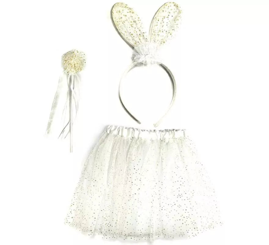 Kit de Conejo blanco: Tutú, Diadema y Varita