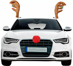 Kit de chifres de rena e bola decorativa para carro