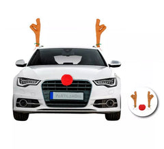 Kit de chifres de rena e nariz decorativo para carro bege