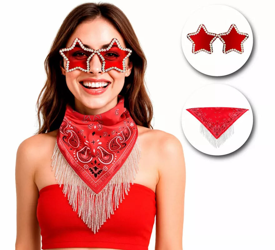 Kit de Despedida rojo para mujer: Pañuelo y Gafas